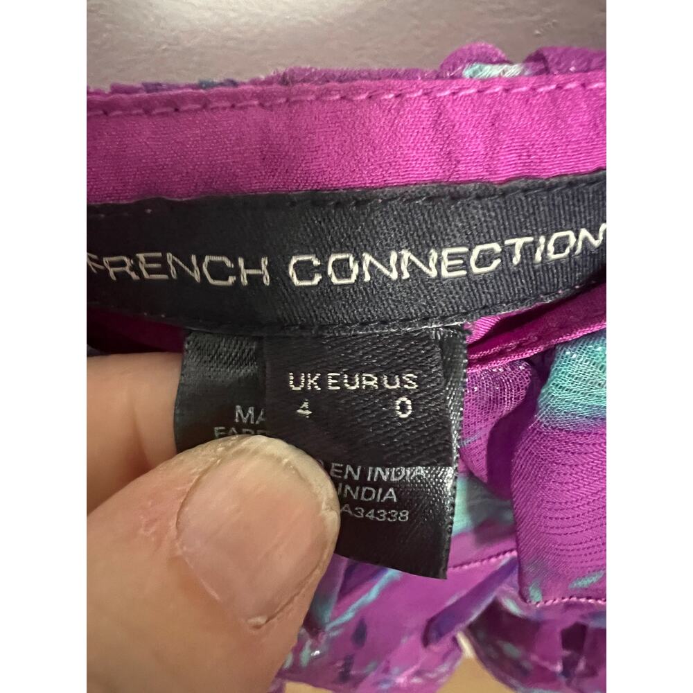 French Connection Ruffle Cami Sleeveless Top Peplum Floral Purple Size 0 XS NWOT - Picture 3 of 8